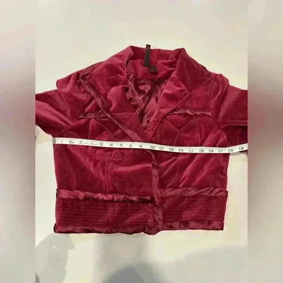 Nelli Burgundy Velvet Cropped Jacket Size Large - Picture 4 of 5